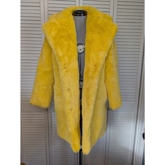 APPARIS Stella Faux Fur Oversized Coat in Neon Yellow, size XS, NWT - Picture 5 of 14